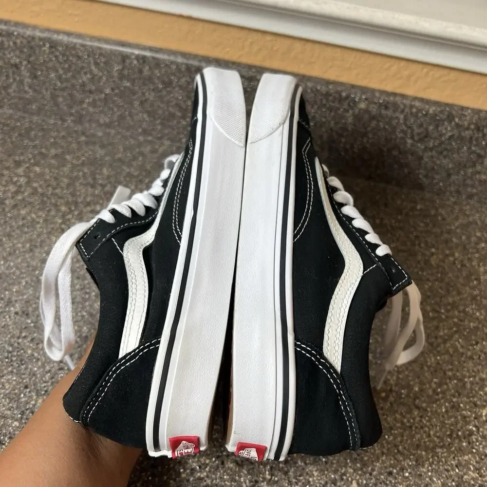 VANS Old Skool Black Classic Suede Canvas Skate Shoe Women 8.5 Low Lace Up Men 7